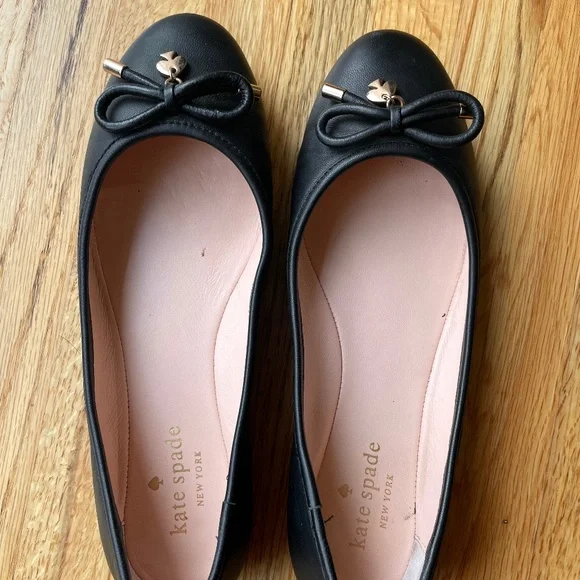kate spade Shoes Kate Spade Black Leather Ballet Flats Poshmark